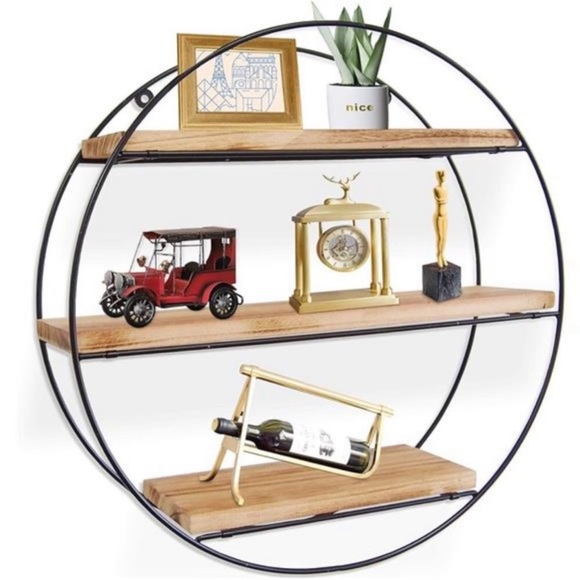 Floating Shelves Wall Mounted Hanging Shelf Hexagon Rustic Farmhouse Shelves - Picture 1 of 6